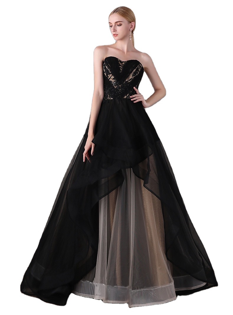 Sexy Mermaid Evening Dresses With Strapless Applique Race tulle Formal Party Prom Dress For Arabic Women Vestidos De Novia