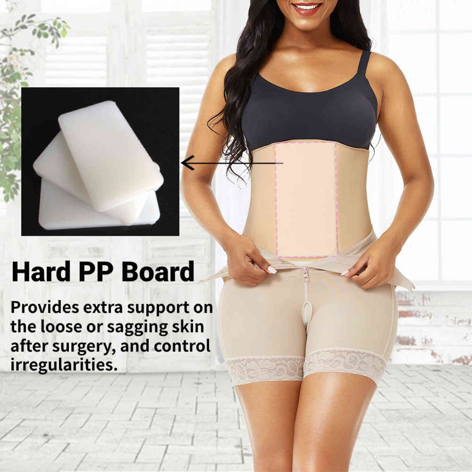 HEXIN Women Body Shaper bbl faja Beige Postpartum Recovery Compression Board Abdominal Board Flattering Ab Board Liposiction 211112