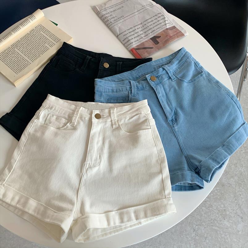 white denim summer korean womens short high waist curled wild loose straight leg pants women pant button, White;black
white denim summer korean womens short high waist curled wild loose straight leg pants women pant button, White;black