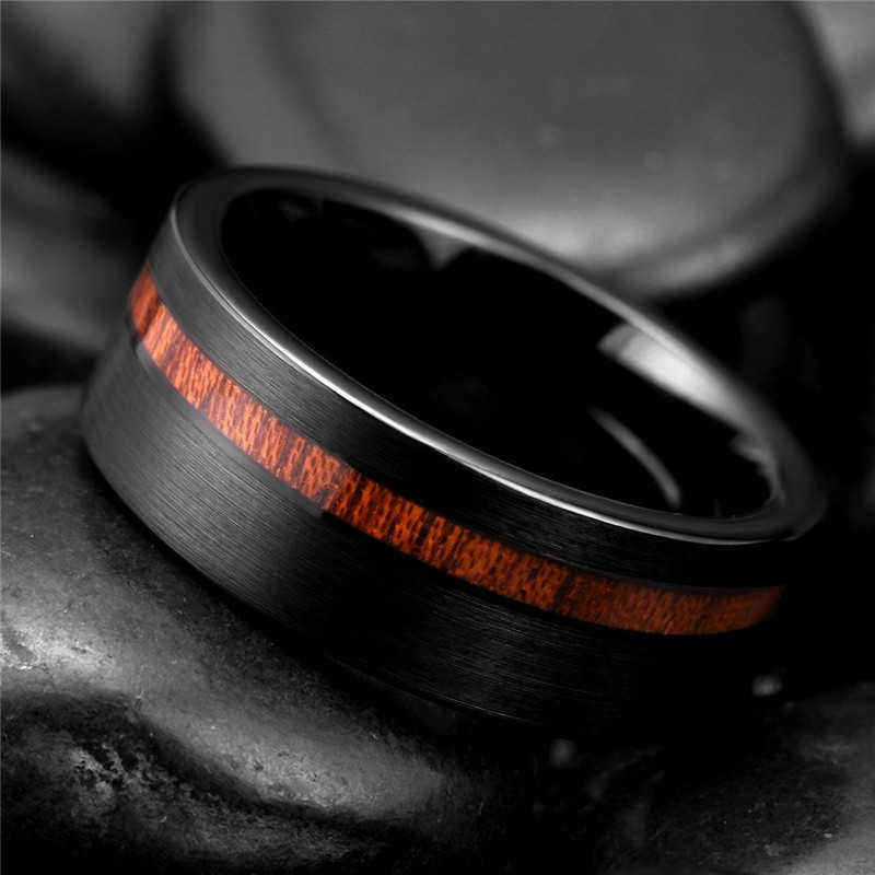 Flat Band Wood Ring Black Tungsten Wedding Band For Men And Women With Offset Groove Real Wood Inlay 8MM Comfort Fit X0715
Flat Band Wood Ring Black Tungsten Wedding Band For Men And Women With Offset Groove Real Wood Inlay 8MM Comfort Fit X0715