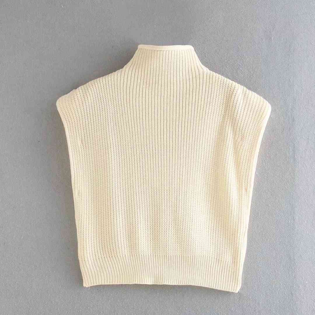 Nomikuma Half Turtleneck Sleeveless Knitted Pullover Autumn Winter Short Sweater Causal Solid Knitwear Women Vest 6D011 210427