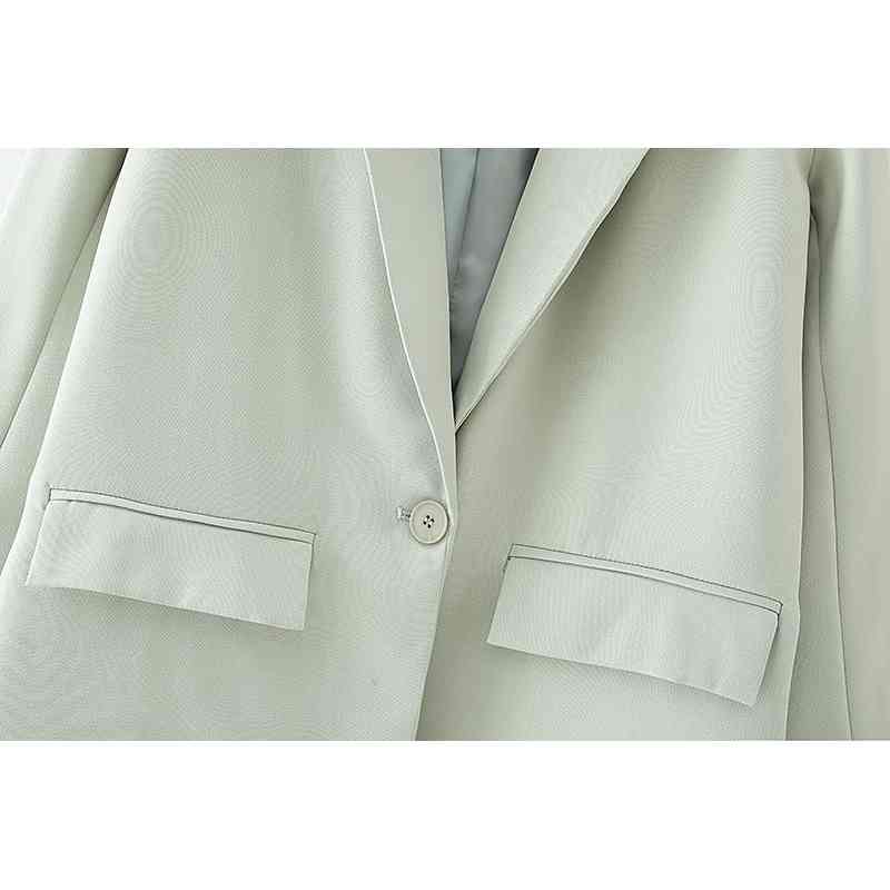 elegant women full sleeve blazer office ladies solid green jackets casual female single button suits girls chic sets 210430