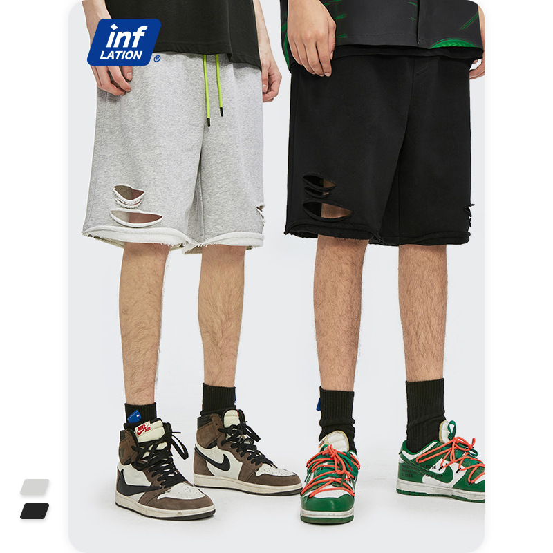 shorts inf men's clothing - spring and summer 2021 street fashion brand fluorescent contrast drawstring loose straight pants, White;black
shorts inf men's clothing - spring and summer 2021 street fashion brand fluorescent contrast drawstring loose straight pants, White;black
