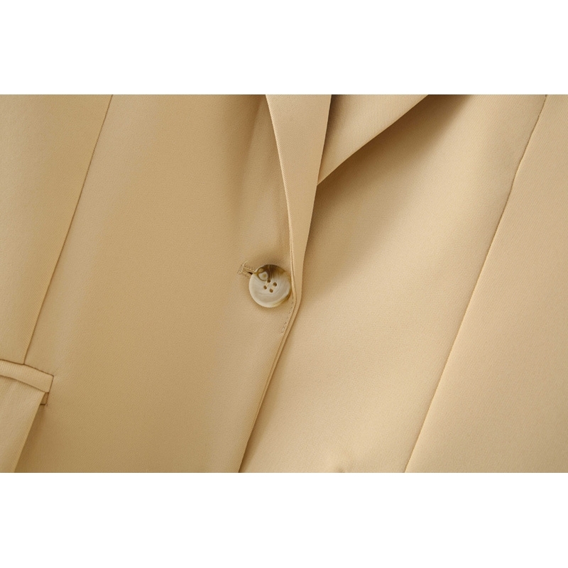 Causal Women Beige Solid Blazers Fashion Ladies Notched Collar Jackets Elegant Female Chic Single Breasted Coats 210527