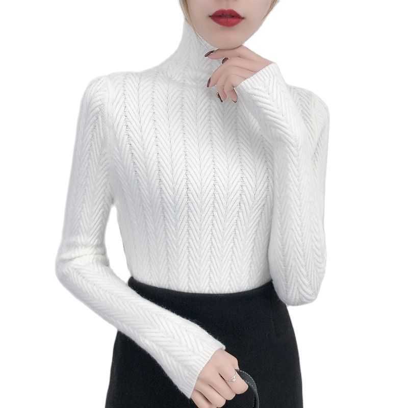 Underwear Woman Autumn and Winter sweater Slim Bottom Shirt Long Sleeve Tight Knitted Shirt Thickening 210918