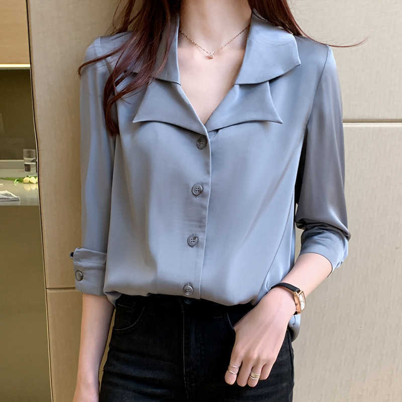 Casual women's shirt autumn solid color long-sleeved ladies bottoming chiffon Fashion tops Female 210527
Casual women's shirt autumn solid color long-sleeved ladies bottoming chiffon Fashion tops Female 210527