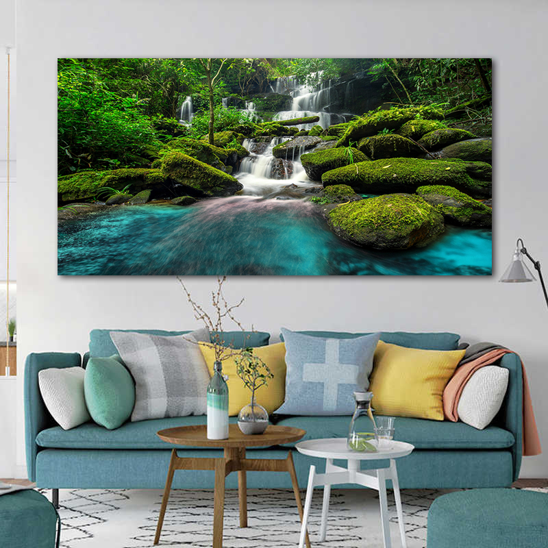 Landscape Poster Waterfall Prints Canvas Painting Wall Art Pictures for Living Room Modern Home Decor Tree Stone Scenery Cuadros