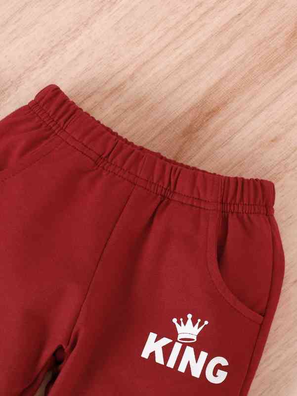 Baby Crown And Letter Graphic Hoodie & Sweatpants SHE