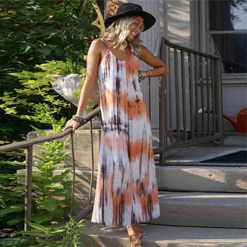 Summer Women' 2021 New Tie-dye Print Spaghetti Strap Ladies Loose Oversize V-neck Sleeveless Long Vacation Beach Dress, Blue
Summer Women' 2021 New Tie-dye Print Spaghetti Strap Ladies Loose Oversize V-neck Sleeveless Long Vacation Beach Dress, Blue