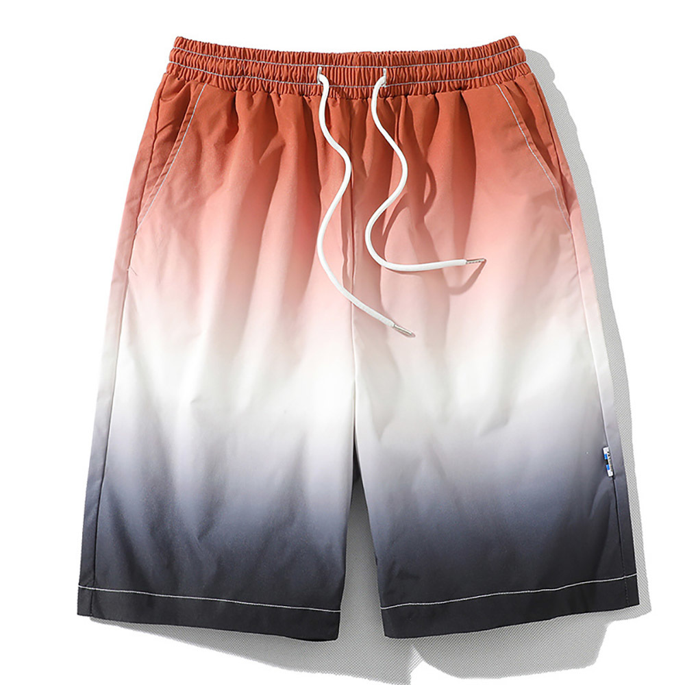 Summer Casual Men's short Three-Color Trendy Mid-Waist Straight Tether Gradient Couple Cargo Shorts B0916 210518