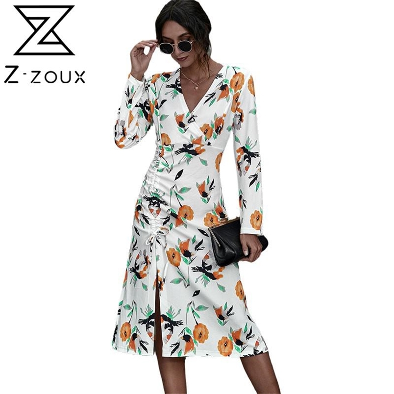 Women Dress Printed Bohemia Sexy Long Print Floral Maxi es Temperament V Neck Sleeve Plus Size es 210513