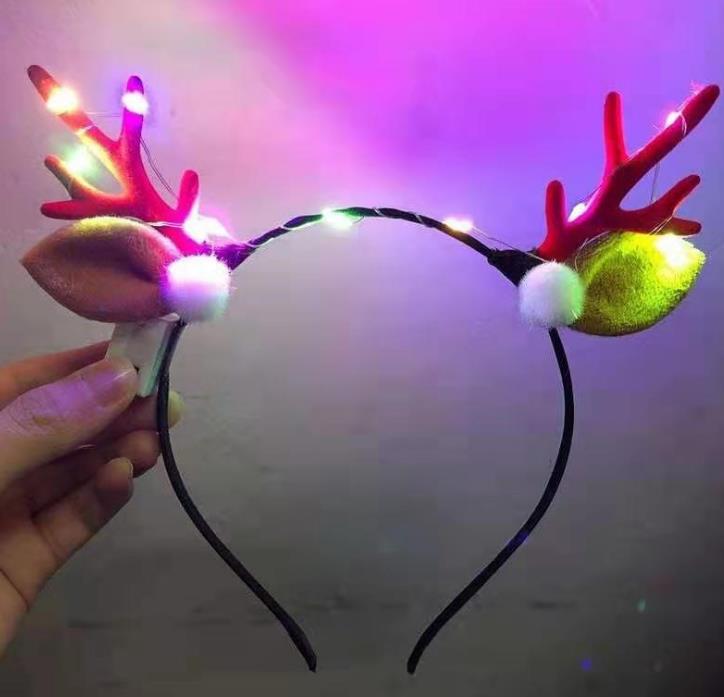 LED Antler Headbands Light Up Reindeer Headband Party Decorations Luminous Glow Headpieces Flashing Hair Bands