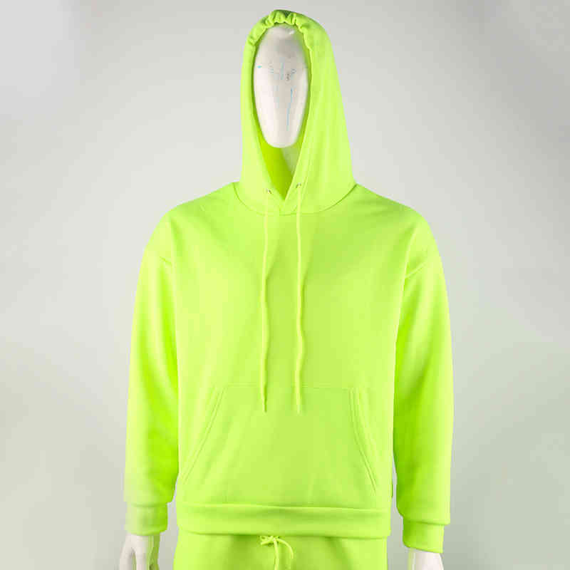 New Tracksuit for Men 2 Sets Fashion Hooded + Pants Men's Sportswear Hoodie Spring and Autumn Neon Green Mens Hoodies Sweatpants 201130