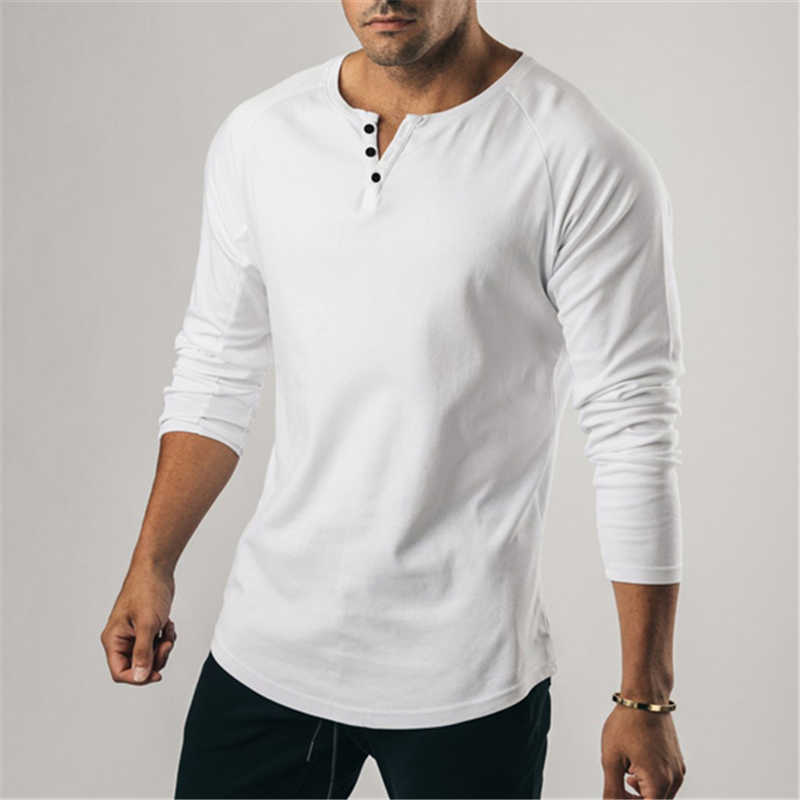Casual gym clothing fitness t shirt men fashion extend hip hop Autumn long sleeve t-shirt cotton bodybuilding muscle tshirt man 210629