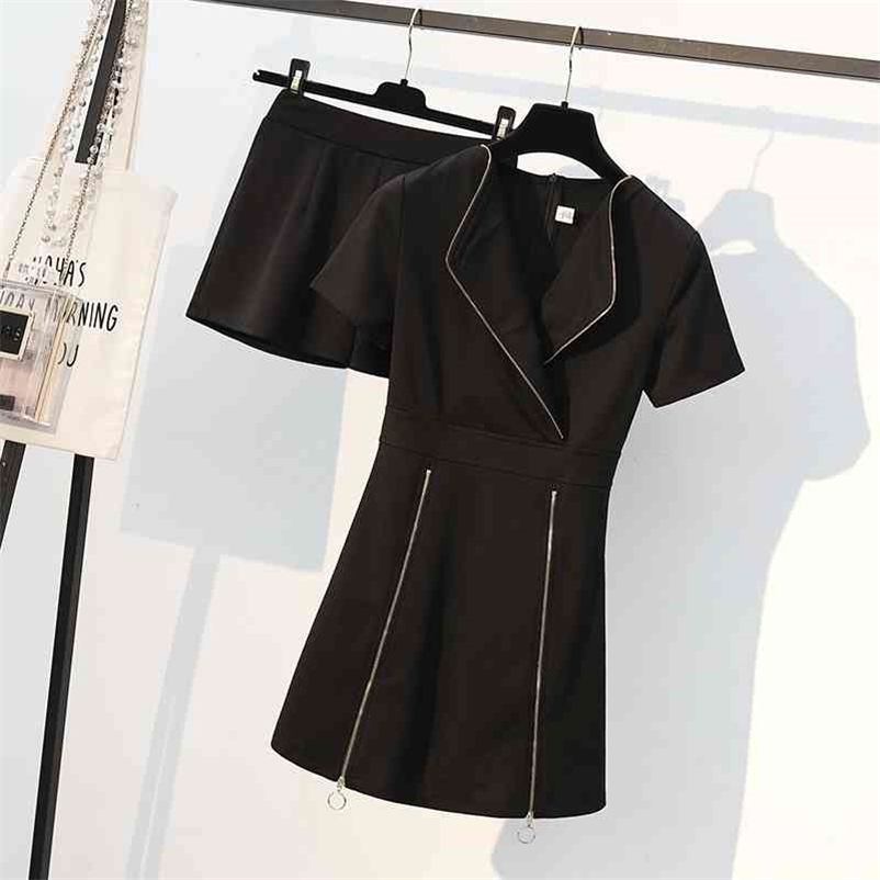 Spring Autumn Women Turn down collar Zipper Dress + Shorts 2 pcs set Female Casual Suits Oversize A1112 210519
Spring Autumn Women Turn down collar Zipper Dress + Shorts 2 pcs set Female Casual Suits Oversize A1112 210519