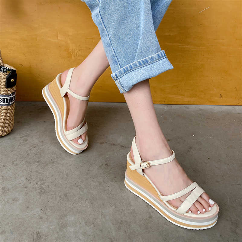 Meotina Women Shoes Natural Genuine Leather Sandals Wedge Super High Heel Sandals Round Toe Cow Leather Ladies Footwear Summer 210608, Beige
Meotina Women Shoes Natural Genuine Leather Sandals Wedge Super High Heel Sandals Round Toe Cow Leather Ladies Footwear Summer 210608, Beige