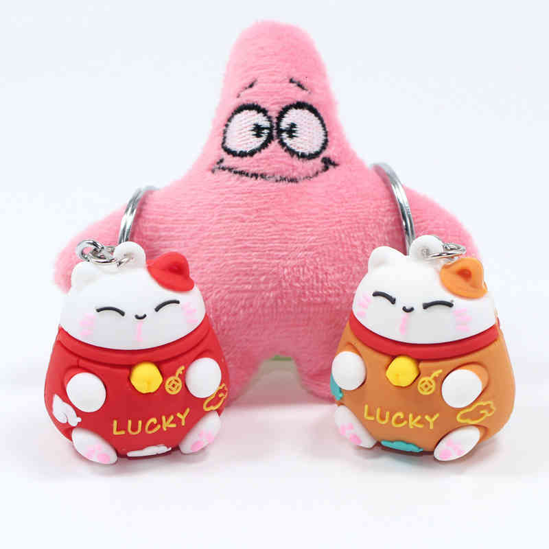 Key Rings China Fengfu Bag Zhaocai Cat Chain Creative Cartoon Pendant Small Gift Couple