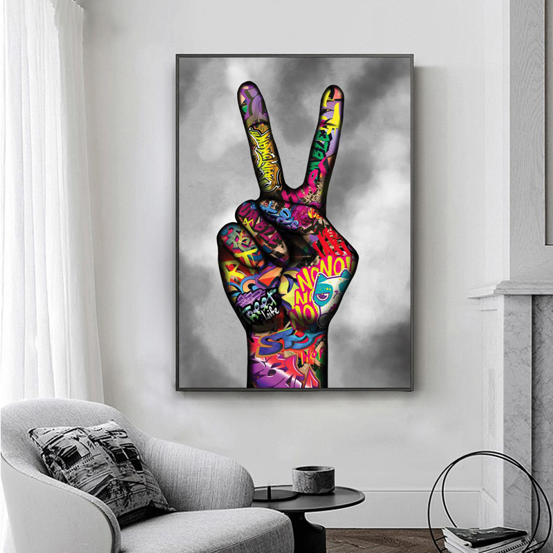 Graffiti Street Art Abstract Hand Poster Canvas Painting Cuadros Wall Decor Pictures For Living Room Modern Home Decor No Frame