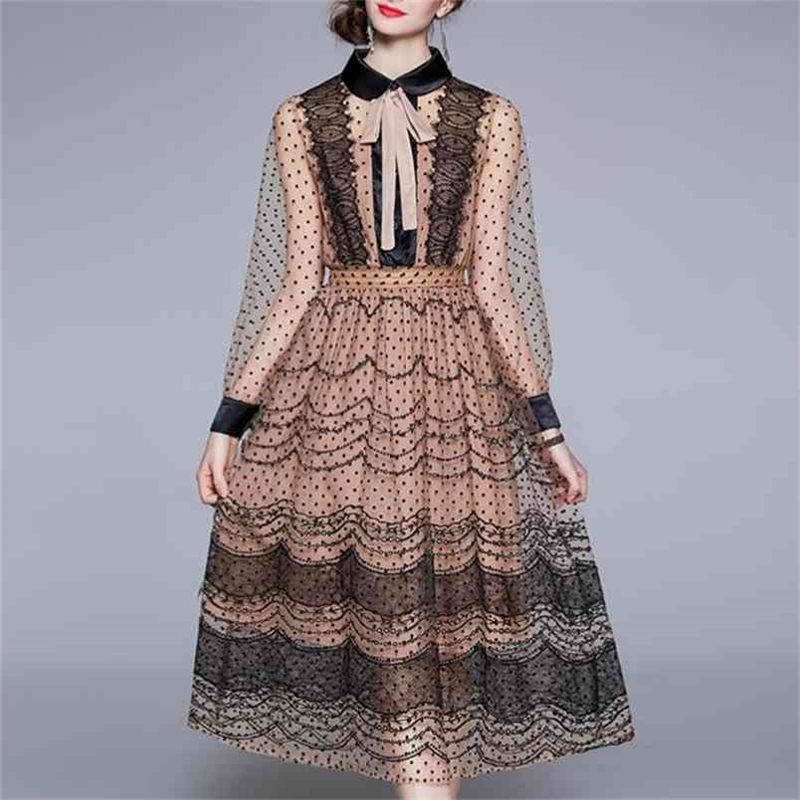 Women French Mesh Dress Sweet Dot Puff Sleeve Bow Collar A-line es Summer Fashion Streetwear Midi 210603, Picture color
Women French Mesh Dress Sweet Dot Puff Sleeve Bow Collar A-line es Summer Fashion Streetwear Midi 210603, Picture color