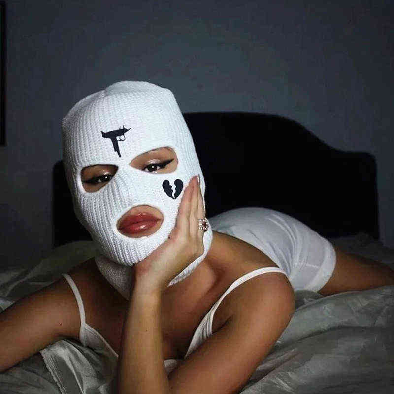 Fashion Neon Balaclava Three-hole Ski Mask Tactical Full Face Winter Hat Party Limited Embroidery bone masculino 211231
