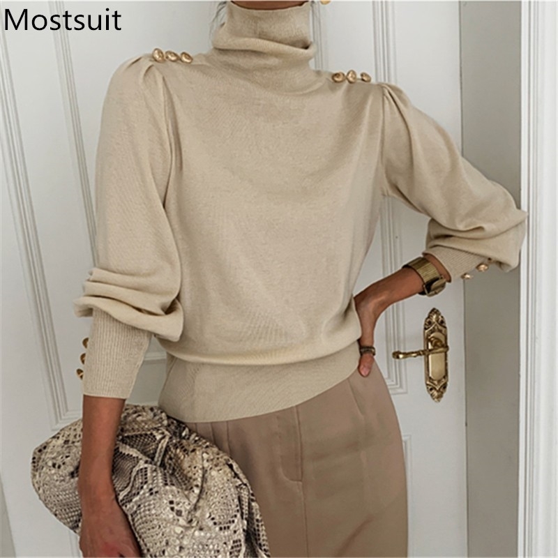 Korean Metal Buttons Knitted Turtleneck Pullover Sweater Women Winter Long Sleeve Solid Fashion Elegant Ladies Jumpers Tops 210518, Khaki
Korean Metal Buttons Knitted Turtleneck Pullover Sweater Women Winter Long Sleeve Solid Fashion Elegant Ladies Jumpers Tops 210518, Khaki