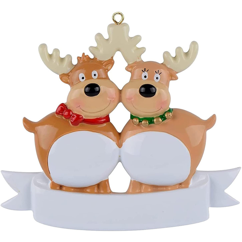 Christmas Reindeer Ornaments Xmas Trees Resin Customized DIY Name Family of 3 5 Gift Hang Decorations Pendant Home Decro