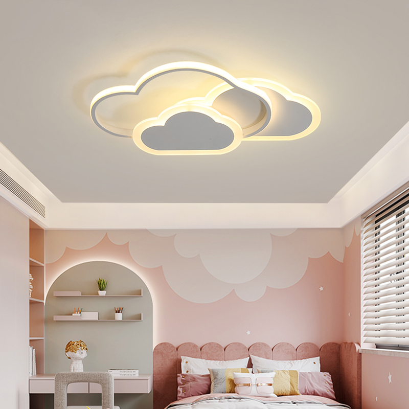 Modern Led Ceiling Light Creative White Cloud Bedroom Lighting Cartoon Children's Room Kid Read Study Pink Decoration
