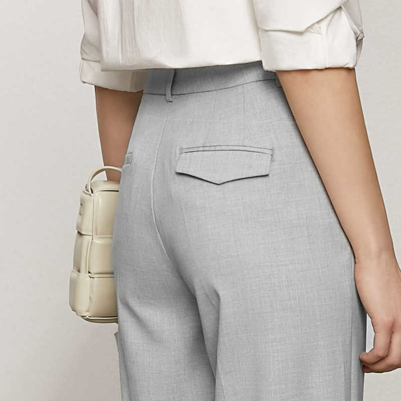 Minimalism Summer Pant For Women Causal Solid High Waist Straight Ankel-length Offical Lady Women's Suit Pants 12130230 210527