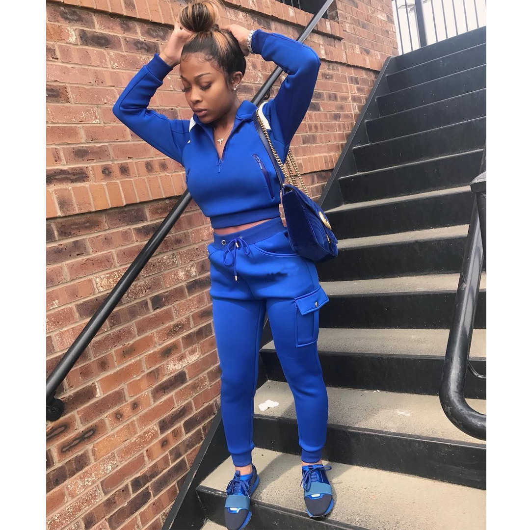 Women Designers Clothes 2023 tracksuits autumn and winter women's solid splicing set personalized zipper sports ladiestwo-piece sportwear woman