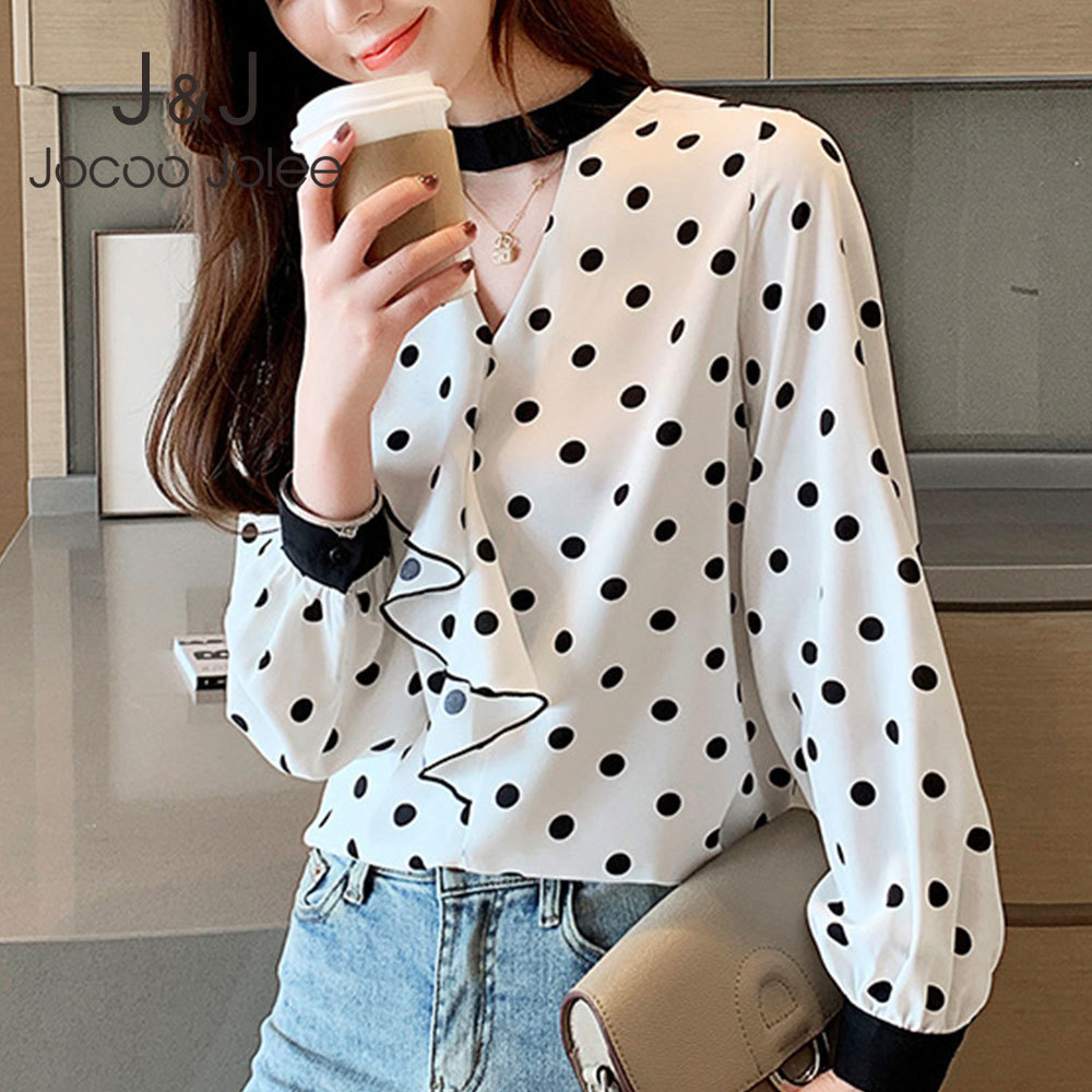 Elegant Korean Chiffon Blouses Women Long Sleeve Hollow Out V Neck Polka Dot Blouse Female Ruffles Shirt Beach Holiday Dress 210518, White
Elegant Korean Chiffon Blouses Women Long Sleeve Hollow Out V Neck Polka Dot Blouse Female Ruffles Shirt Beach Holiday Dress 210518, White