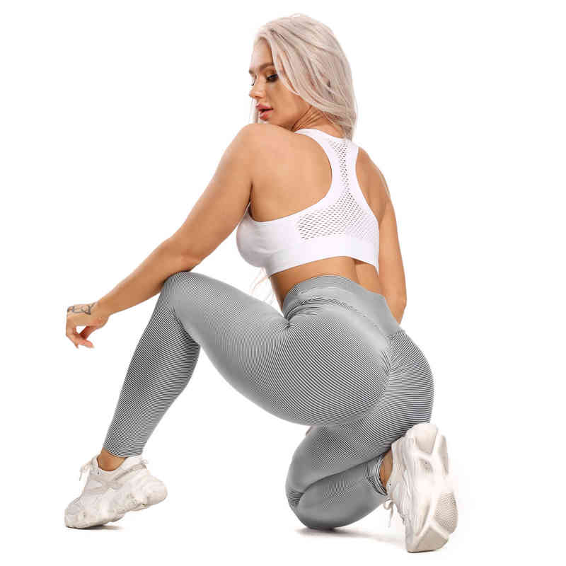 Textured Leggings Women High Waist Fitness Workout Female Breathable Push Up Leggins Anti-Cellulite Pants For 211215