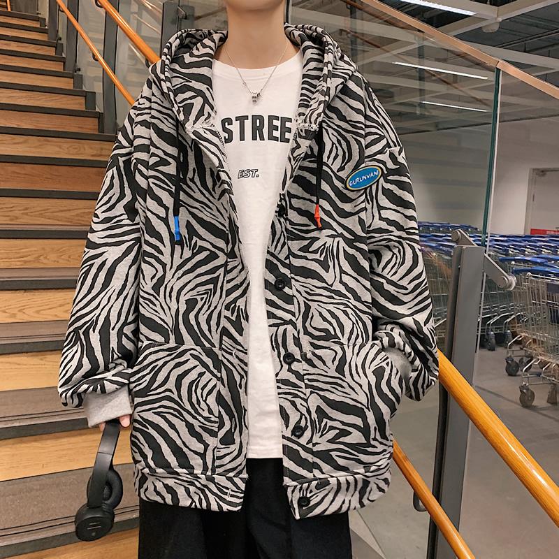 Spring Japanese Fashion Striped Hooded Jackets For Men Cargo Casual Loose Oversized Jacket Plus Size Clothes Men's