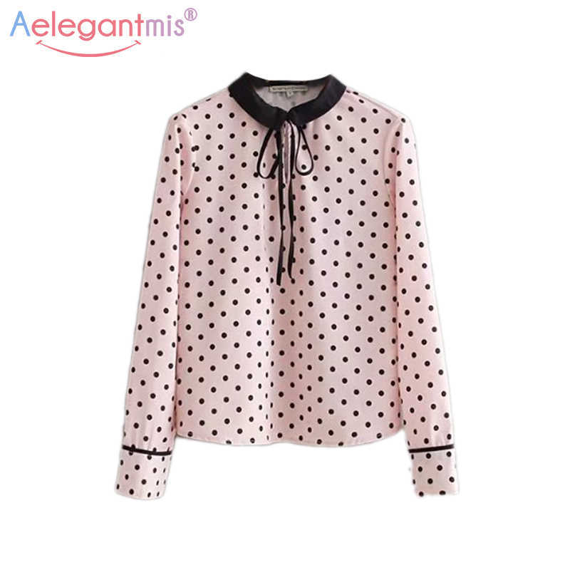 Aelegantmis Sweet Polka Dot Chiffon Shirt Women Cute Bow Peter pan Collar Blouses Female Spring Long Sleeve Pink Tops 210607
Aelegantmis Sweet Polka Dot Chiffon Shirt Women Cute Bow Peter pan Collar Blouses Female Spring Long Sleeve Pink Tops 210607