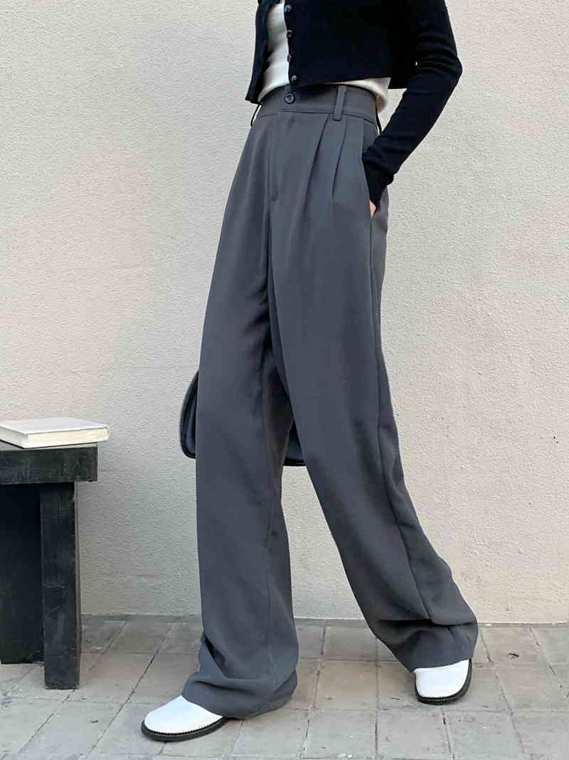 Nomikuma High Waist Elegant Women Suit Pants Causal Solid Long Trousers Spring New Wide Leg Pants Mujer Pantalones 6E088 210427