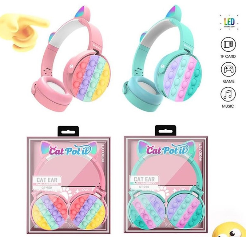 CT-950 Wireless Headphones Bubble Pop Fidget Cute Cat Ear Earphones Bluetooth Stereo Headset Relieve Stress Rainbow Bubble Fidget Toys DHL
CT-950 Wireless Headphones Bubble Pop Fidget Cute Cat Ear Earphones Bluetooth Stereo Headset Relieve Stress Rainbow Bubble Fidget Toys DHL