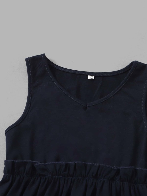 Toddler Girls 1pc Frill Trim Tank Smock Dress SHE