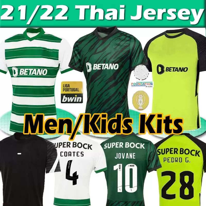 21 22 Lisboa Sporting CP soccer jerseys Jovane PAULINHO PEDRO G. Vietto COATES RONALDO ACUNA Lisbon SCP TABATA Third fourth stripe Clube de football shirt men kids kit, Away patch