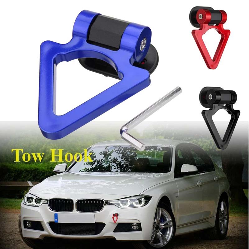 Car Decorative Tow Hook Towing Bars Trailer Hooks Sticker Triangle Racing Ring Towed Bar Hand Tool For Universal Vehicle