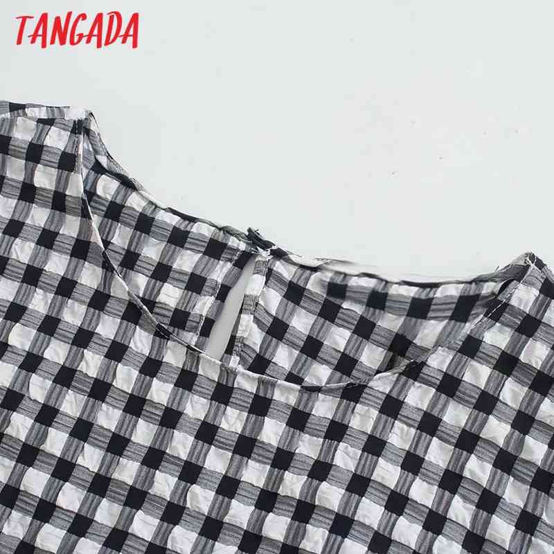 Summer Women Plaid Pattern O Neck Short Sleeve Ladies Mini Dress Vestidos 2R32 210416
