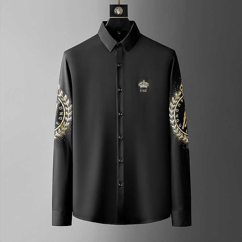 Luxury Crown Printed Shirts Men Spring Long Sleeve Slim Casual Dress Shirt Streetwear Social Party Clothes Camisa Masculina 210527, Black
Luxury Crown Printed Shirts Men Spring Long Sleeve Slim Casual Dress Shirt Streetwear Social Party Clothes Camisa Masculina 210527, Black