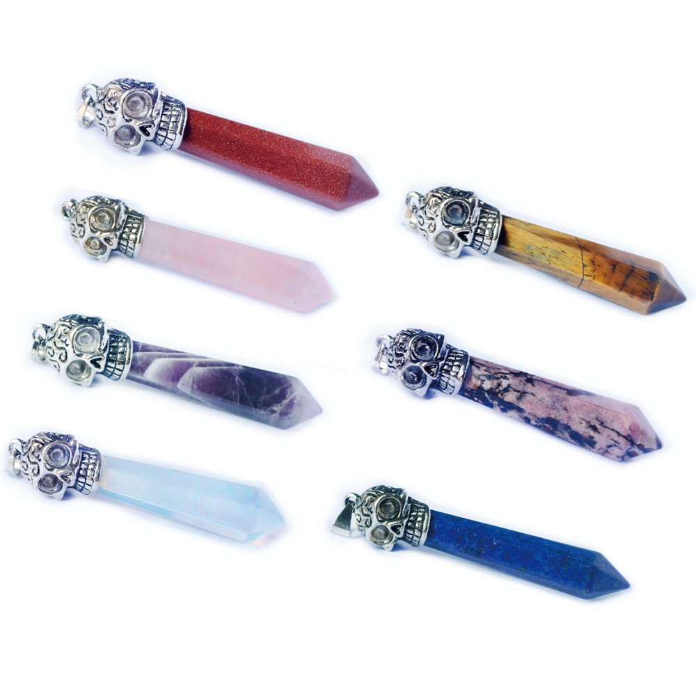 Natural Stone Crystal Hexagonal Column Ancient Silver Skull Shape Necklace Stylish Hip Hop Punk Style Pendant Amethyst Black Agate Charm Fashion Jewelry Wholesale
Natural Stone Crystal Hexagonal Column Ancient Silver Skull Shape Necklace Stylish Hip Hop Punk Style Pendant Amethyst Black Agate Charm Fashion Jewelry Wholesale