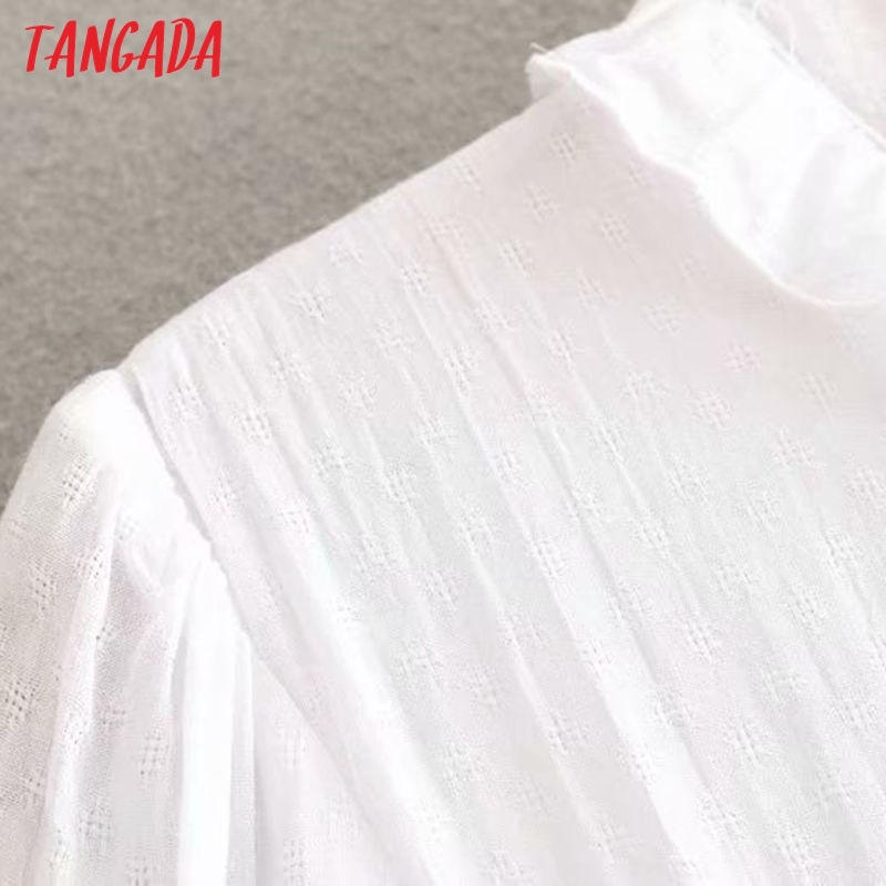 Spring Women White Ruffles Shirt Long Sleeve Ladies Mini Dress Vestidos 4N26 210416