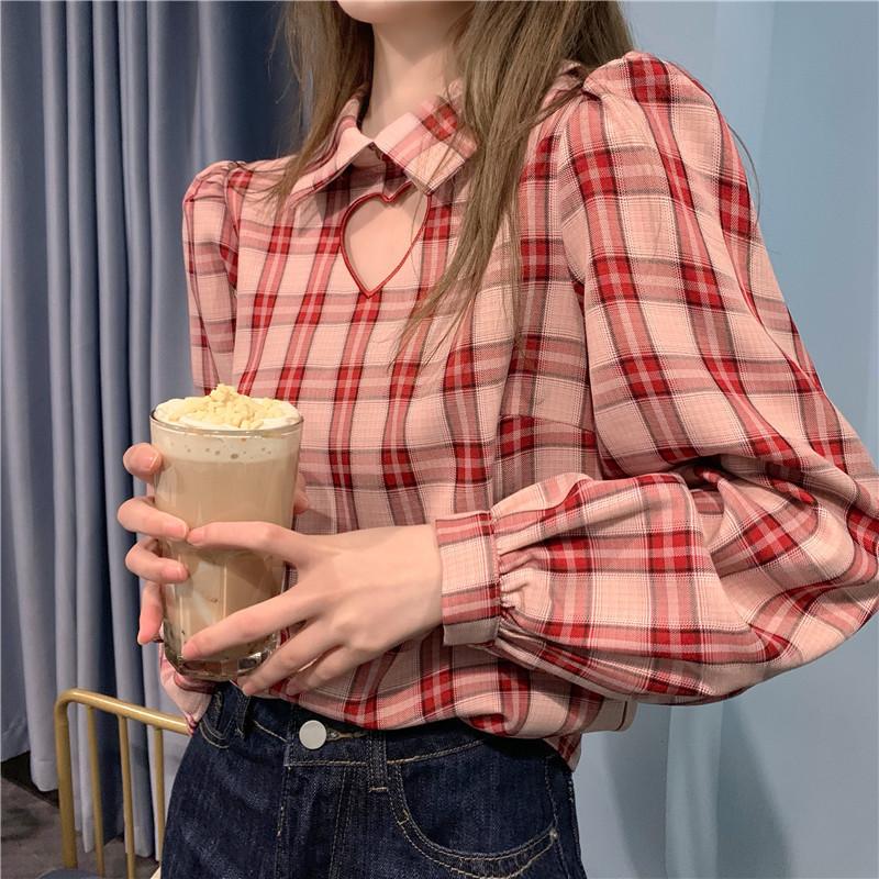 Women's Blouses & Shirts Women Plaid Shirt Long Sleeve Spring Summer Casual Tops Ladies Heart Shape Hollow Out Cute Girls Loose, Pink
Women's Blouses & Shirts Women Plaid Shirt Long Sleeve Spring Summer Casual Tops Ladies Heart Shape Hollow Out Cute Girls Loose, Pink