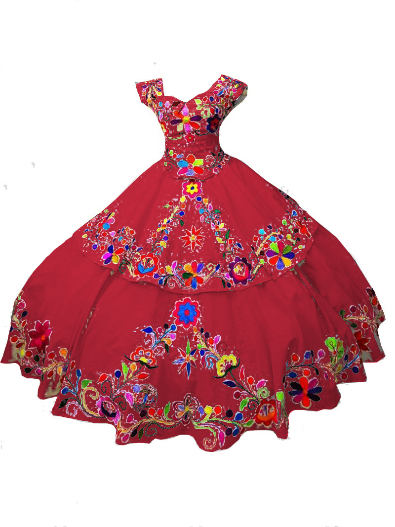 2022 Vintage Embroidered Quinceanera Dresses Mexican Ball Gown Two Layers Cap Sleeve Sweet 16 Dress Corset Back Pageant Gowns