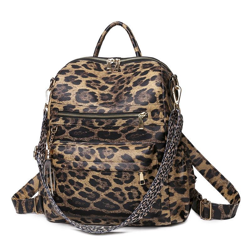 School Bags Fashion Designer Leopard Shoulder Backpack PU Leather Ladies Tassel Cheetah Travel Strap Bag
School Bags Fashion Designer Leopard Shoulder Backpack PU Leather Ladies Tassel Cheetah Travel Strap Bag