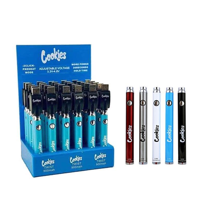 Cookies Twist Battery 1 Display 30pcs With USB Chargers Blister Kits 950mAh Variable Voltage VV Atomizers Batteries Electronic Cigarettes
Cookies Twist Battery 1 Display 30pcs With USB Chargers Blister Kits 950mAh Variable Voltage VV Atomizers Batteries Electronic Cigarettes