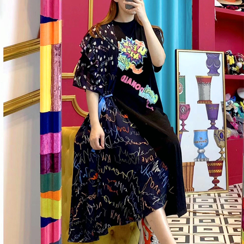 high street women dress oversized dresses summer ladies spliced patchwork cartoon print butterfly sleeve ruffles dresses ns166, Black;gray
high street women dress oversized dresses summer ladies spliced patchwork cartoon print butterfly sleeve ruffles dresses ns166, Black;gray