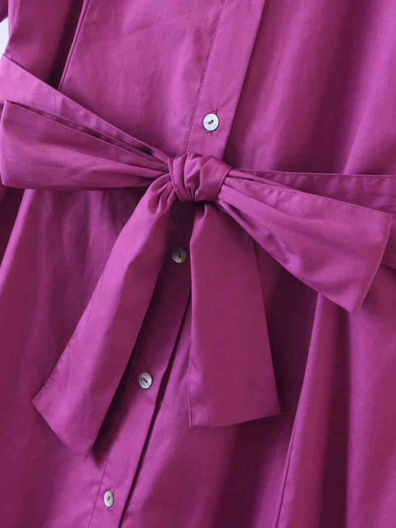 vintage women elegant purple long dress fashion ladies turn down collar button es female chic girls cute 210430