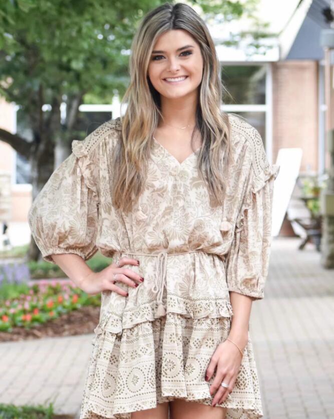 2019 Ruffles Wood ear Floral Print Women Bohemian Dress Vintage V neck Strappy Half Sleeve BOHO Dresses Holiday femme Vestido 210331