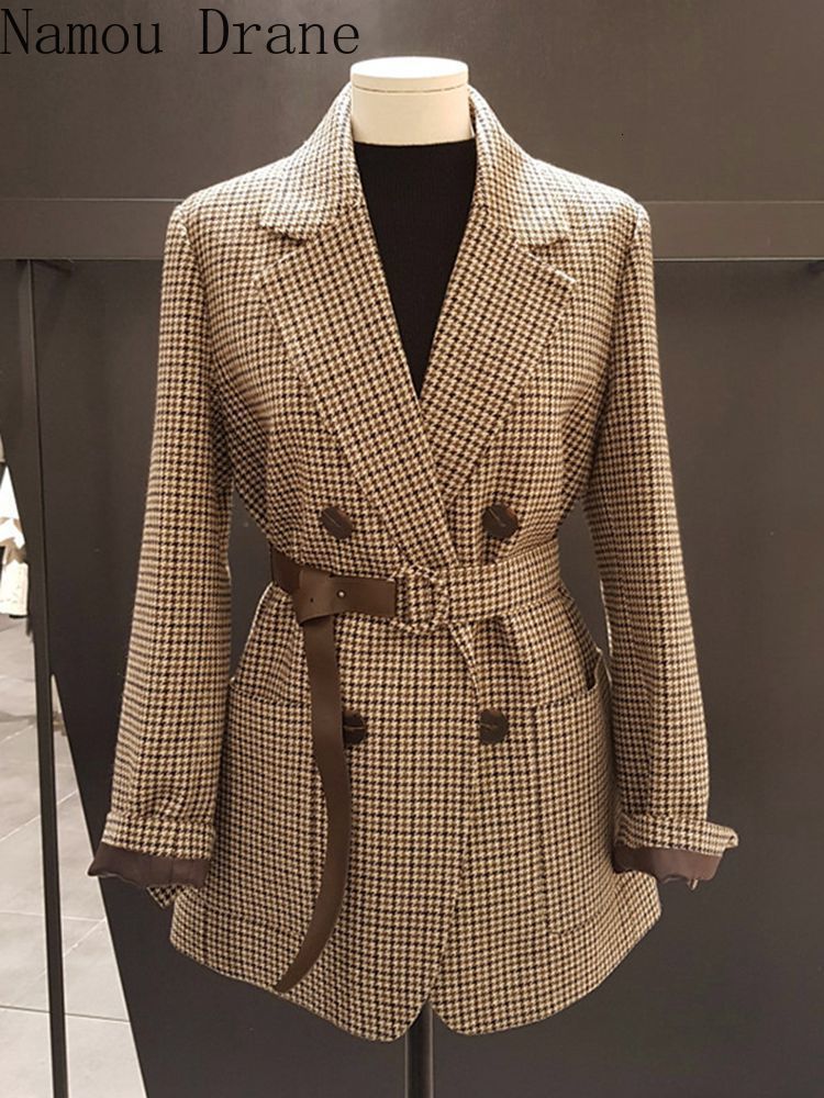 Women's Suits & Blazers 2021 Spring and Autumn Korean Style Houndstooth Lan Cotton Small Portrait Project plus Packed-up Lace-up Coat Shirt, Apricot.
Women's Suits & Blazers 2021 Spring and Autumn Korean Style Houndstooth Lan Cotton Small Portrait Project plus Packed-up Lace-up Coat Shirt, Apricot.